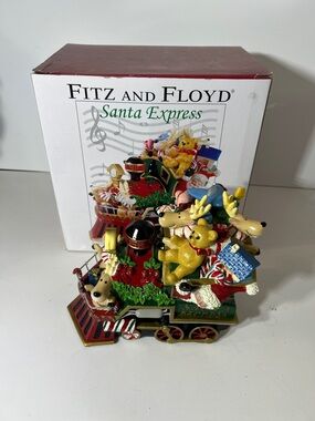 Fitz and Floyd Santa Express Train Figurine - Music Box Plays Toyland
